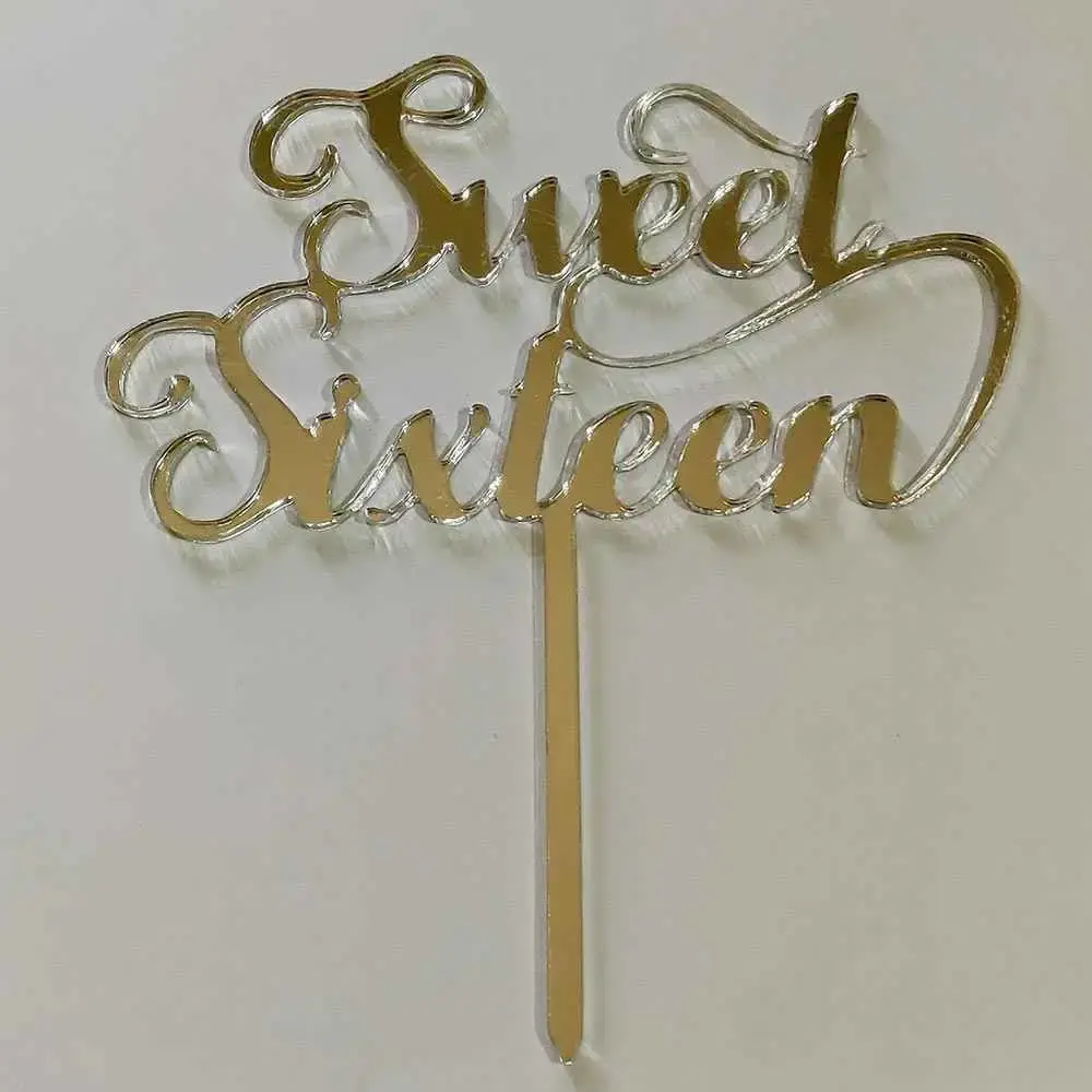 Sweet Sixteen Acrylic Silver Cake Topper